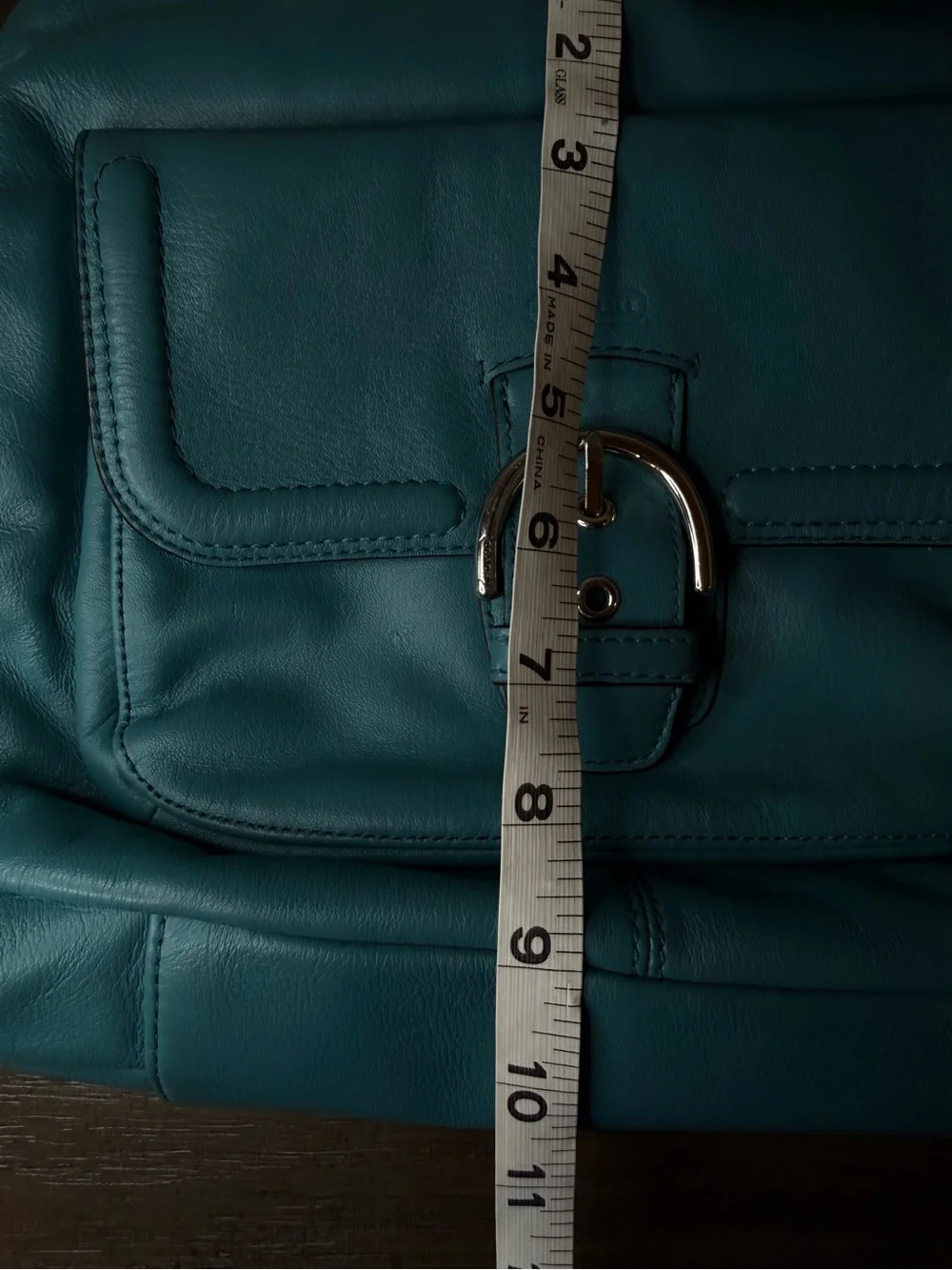 Coach Teal Leather Hobo with Front Buckle Pocket